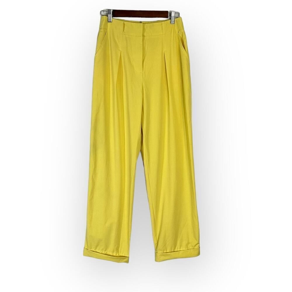 Tanya Taylor Tyler Pants Women's 4 Yellow High Waisted Pleated Tapered